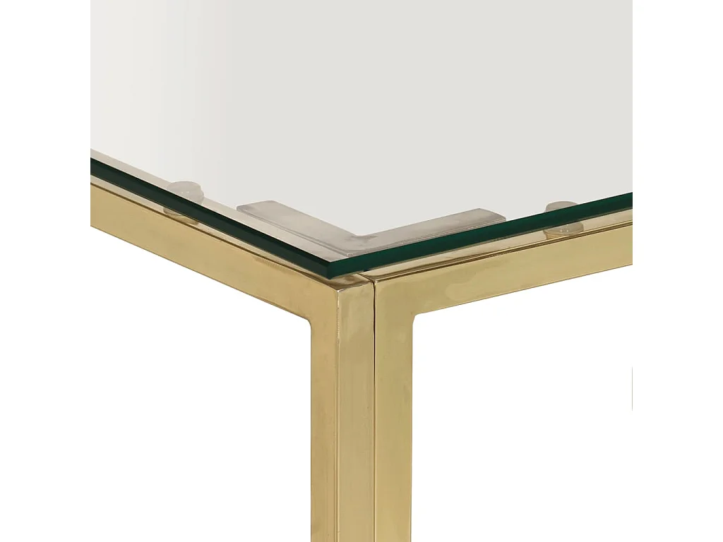 Table basse doré acier inoxydable et verre trempé