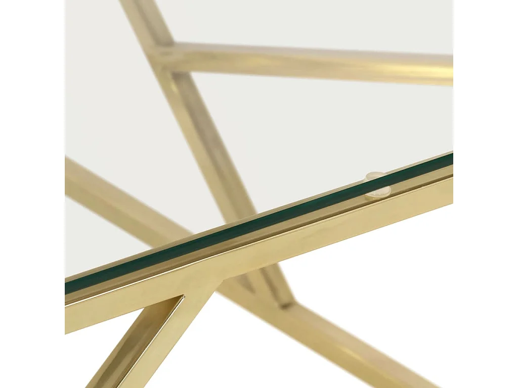Table basse doré acier inoxydable et verre trempé