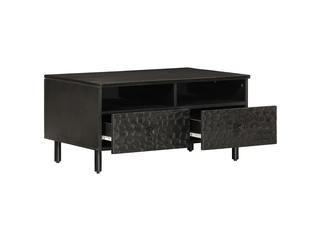 Table basse noir 80x54x40 cm bois massif de manguier