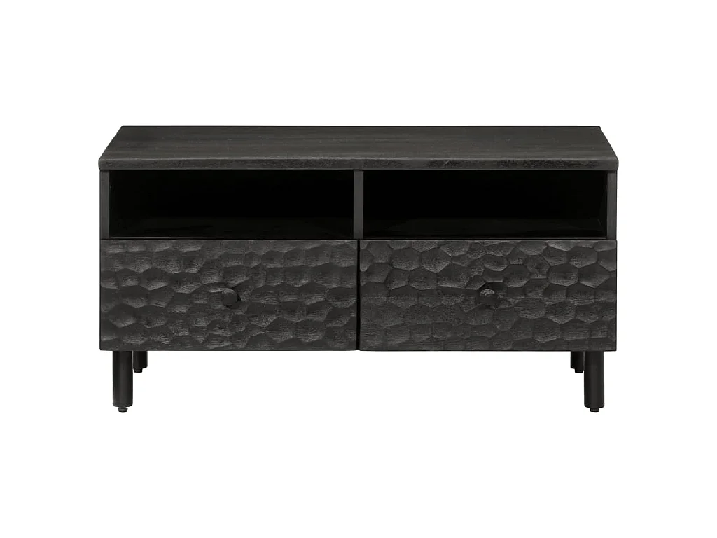 Table basse noir 80x54x40 cm bois massif de manguier