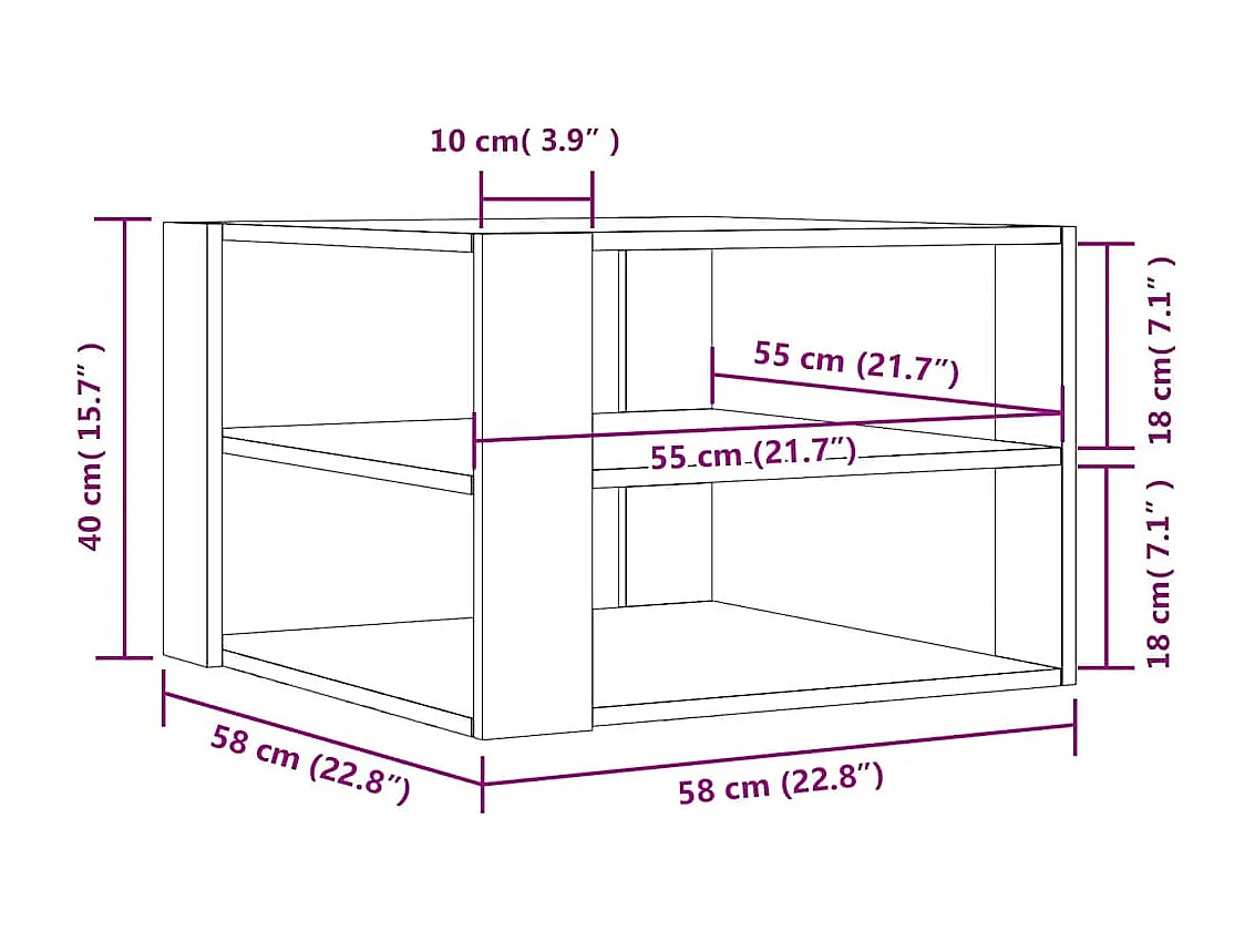 Table basse sonoma gris 58x58x40 cm bois d'ingénierie
