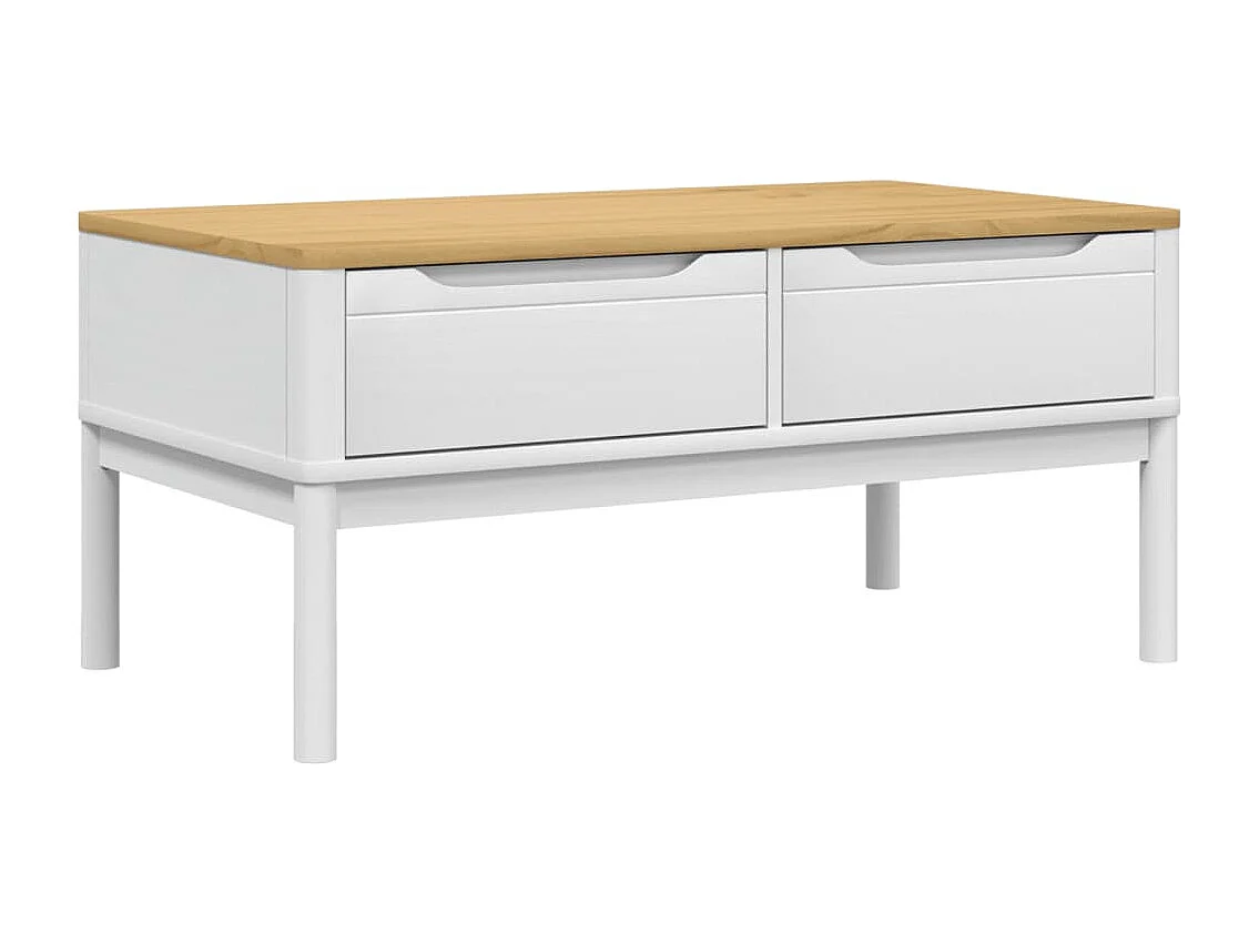 Table basse FLORO blanc 99x55,5x45 cm bois massif de pin
