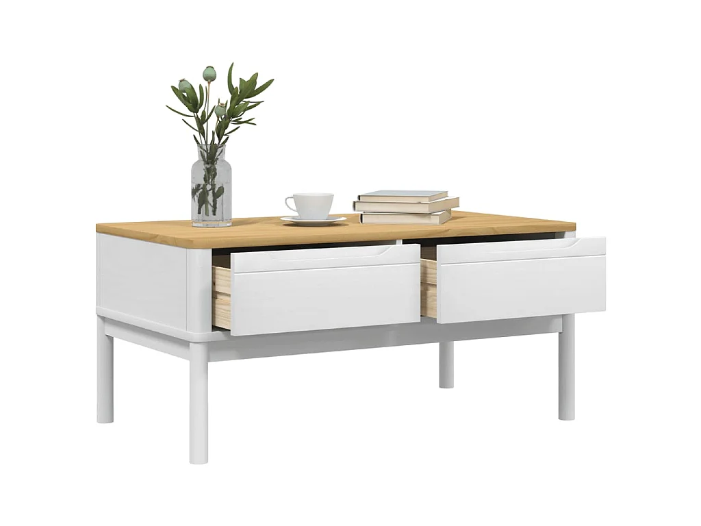 Mesa de centro FLORO 99x55,5x45 cm madeira pinho maciça branco