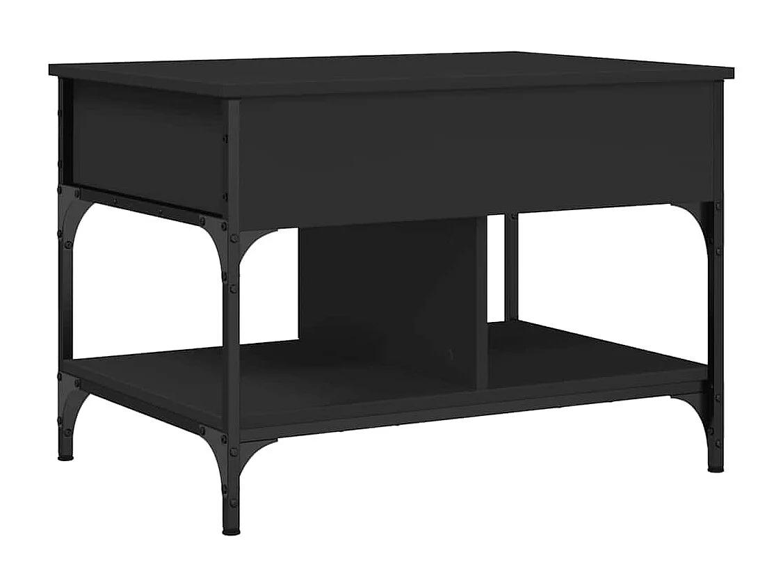 Tavolino da Salotto Nero 70x50x50cm Legno Multistrato Metallo