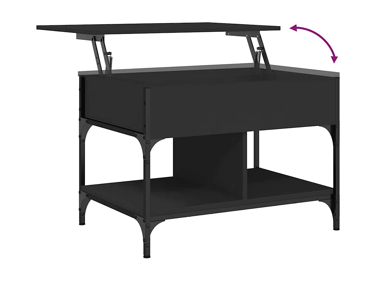 Tavolino da Salotto Nero 70x50x50cm Legno Multistrato Metallo