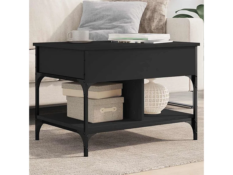 Couchtisch Schwarz 70x50x50 cm Holzwerkstoff und Metall