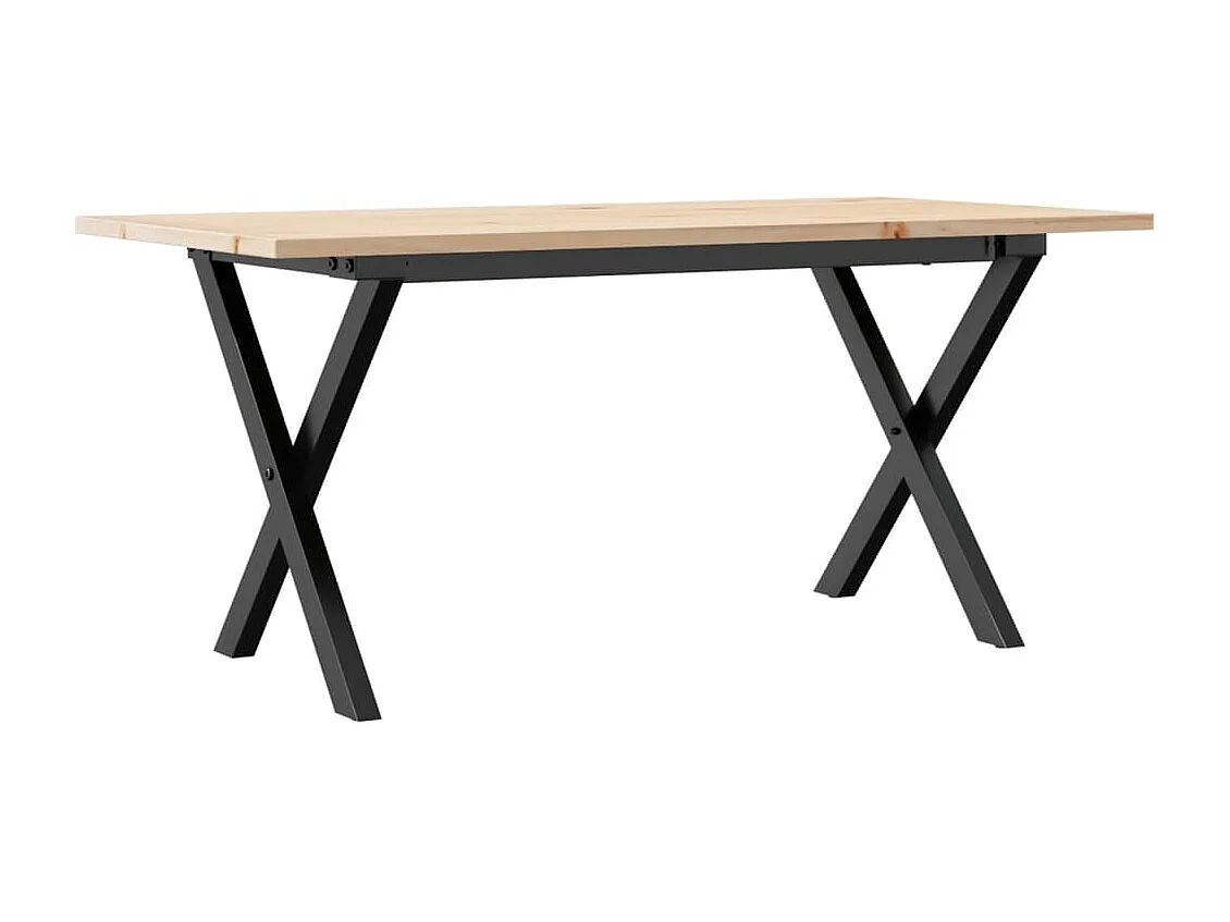 Tavolino da Salotto Telaio a X 90x40x45 cm Legno Pino e Acciaio