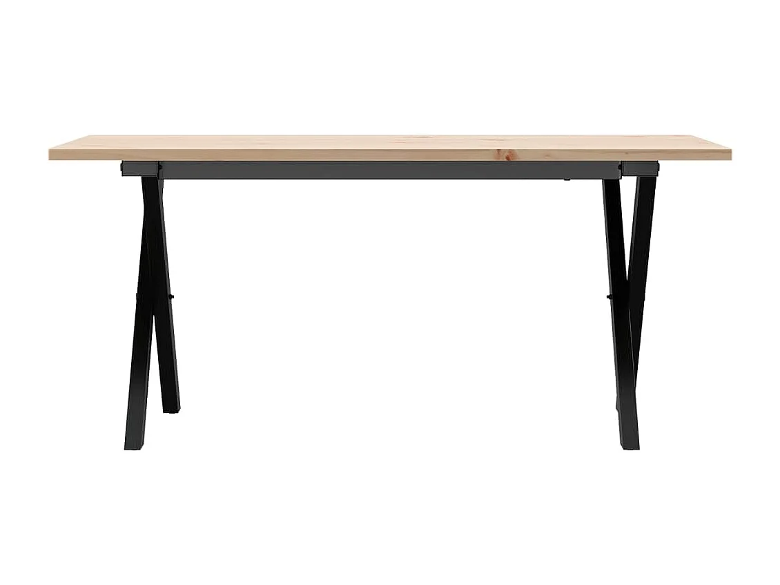 Tavolino da Salotto Telaio a X 90x40x45 cm Legno Pino e Acciaio