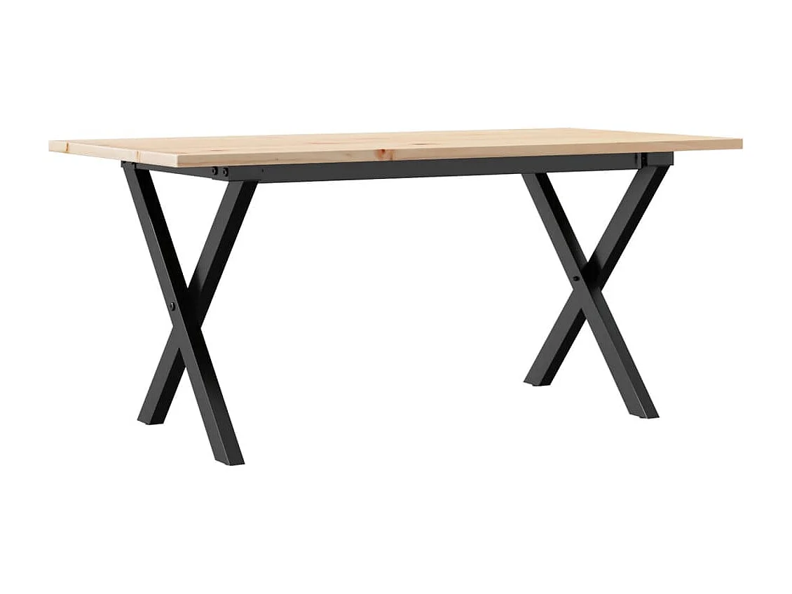Tavolino da Salotto Telaio a X 90x40x45 cm Legno Pino e Acciaio