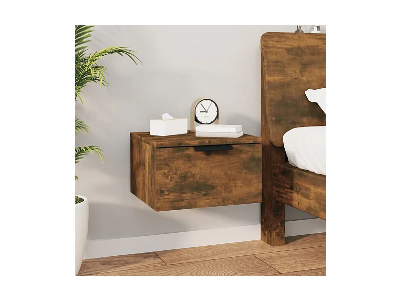 Table de chevet murale Chêne fumé 34x30x20 cm