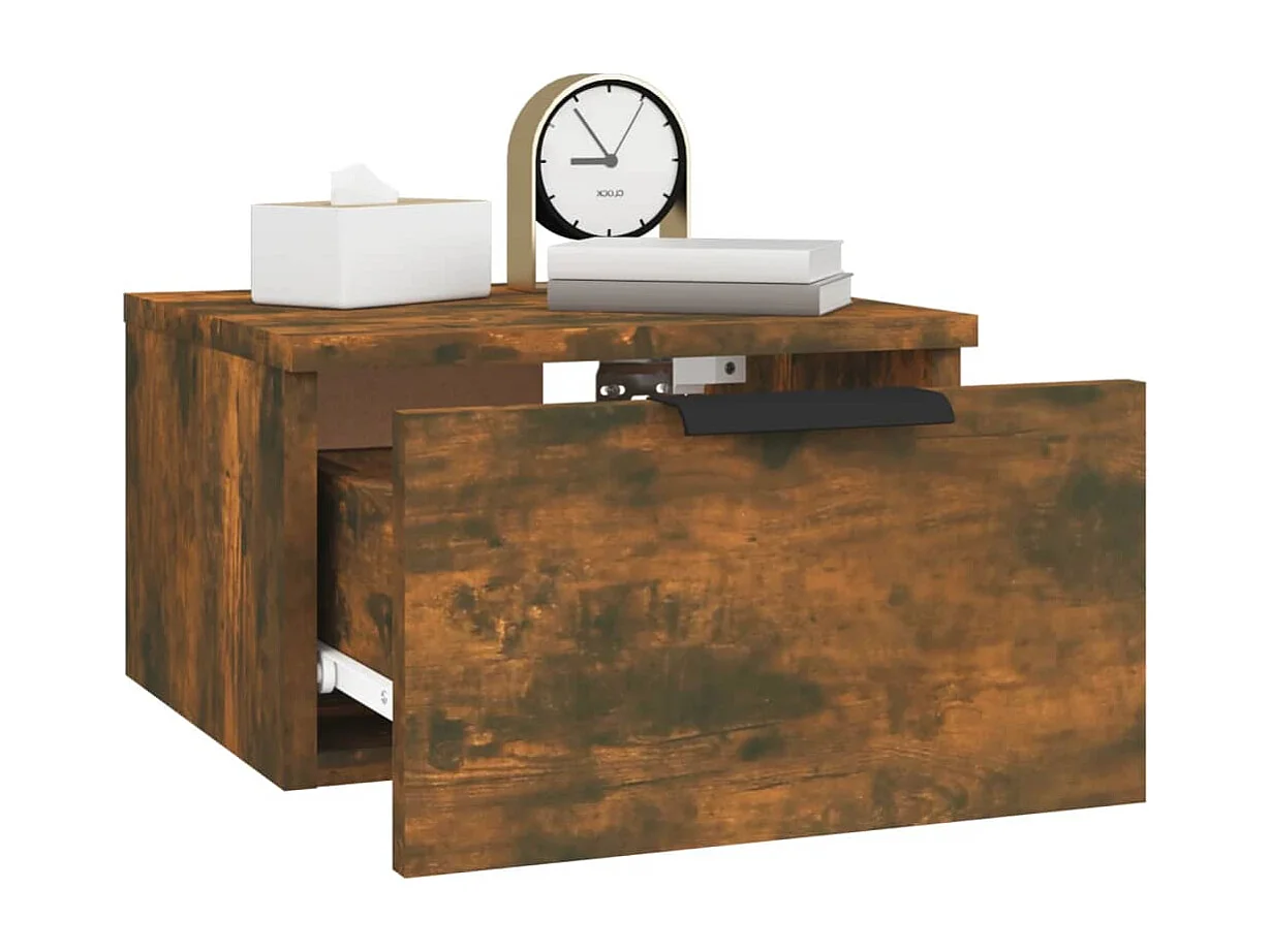 Table de chevet murale Chêne fumé 34x30x20 cm