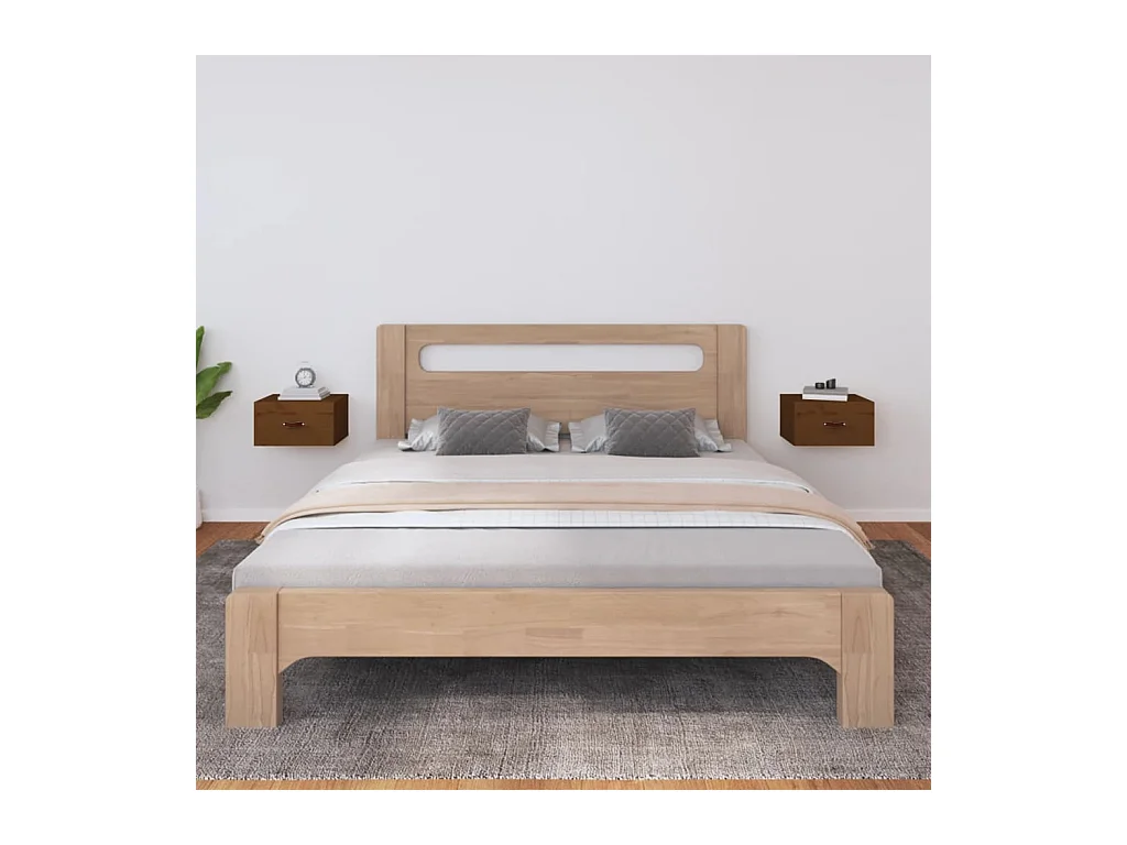 Tables de chevet murales 2 pcs Marron miel 40x29,5x22 cm