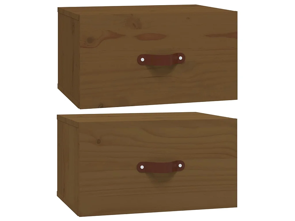 Tables de chevet murales 2 pcs Marron miel 40x29,5x22 cm