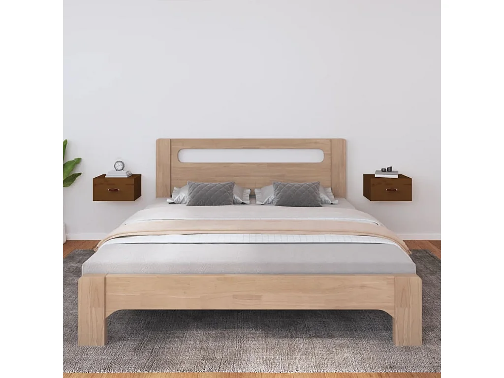 Tables de chevet murales 2 pcs Marron miel 40x29,5x22 cm