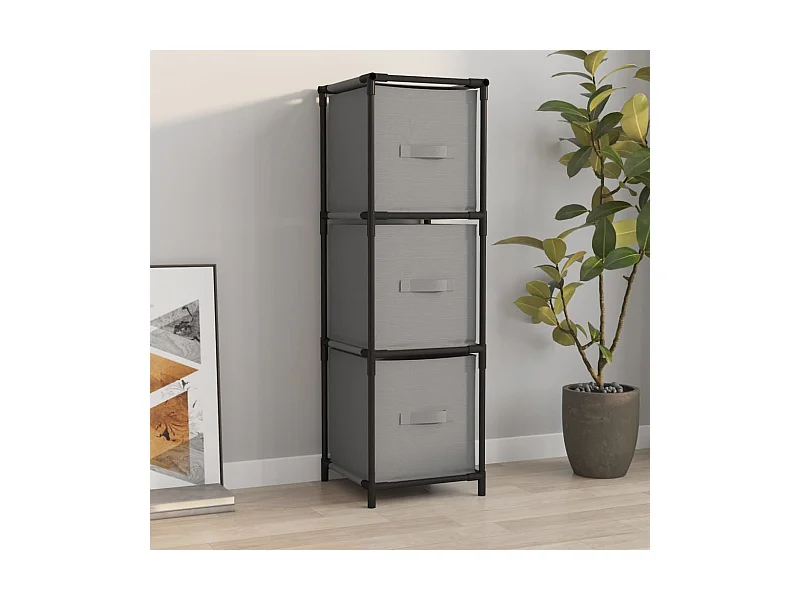 Armoire de rangement 3 tiroirs en tissu Gris 34x34x101 cm Acier