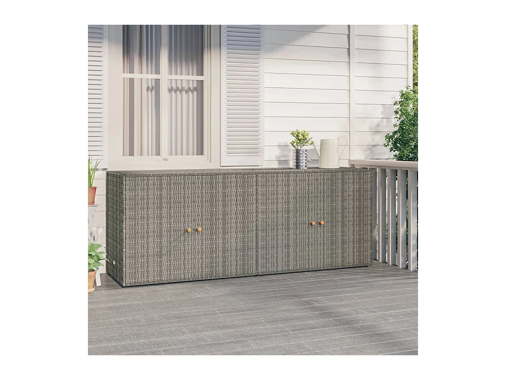 Armoire de rangement jardin Gris 198x55,5x80 cm Résine tressée