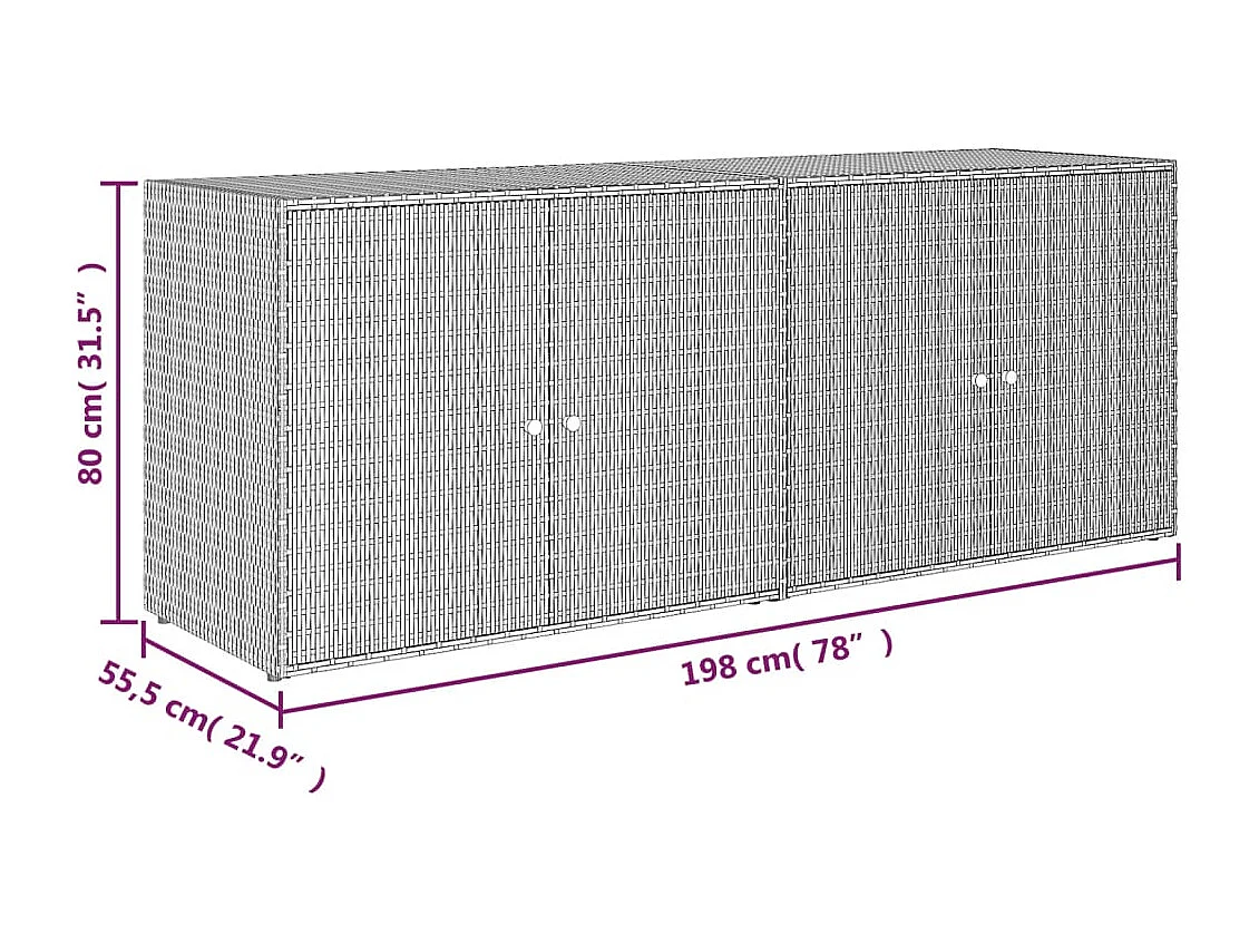 Armoire de rangement jardin Gris 198x55,5x80 cm Résine tressée