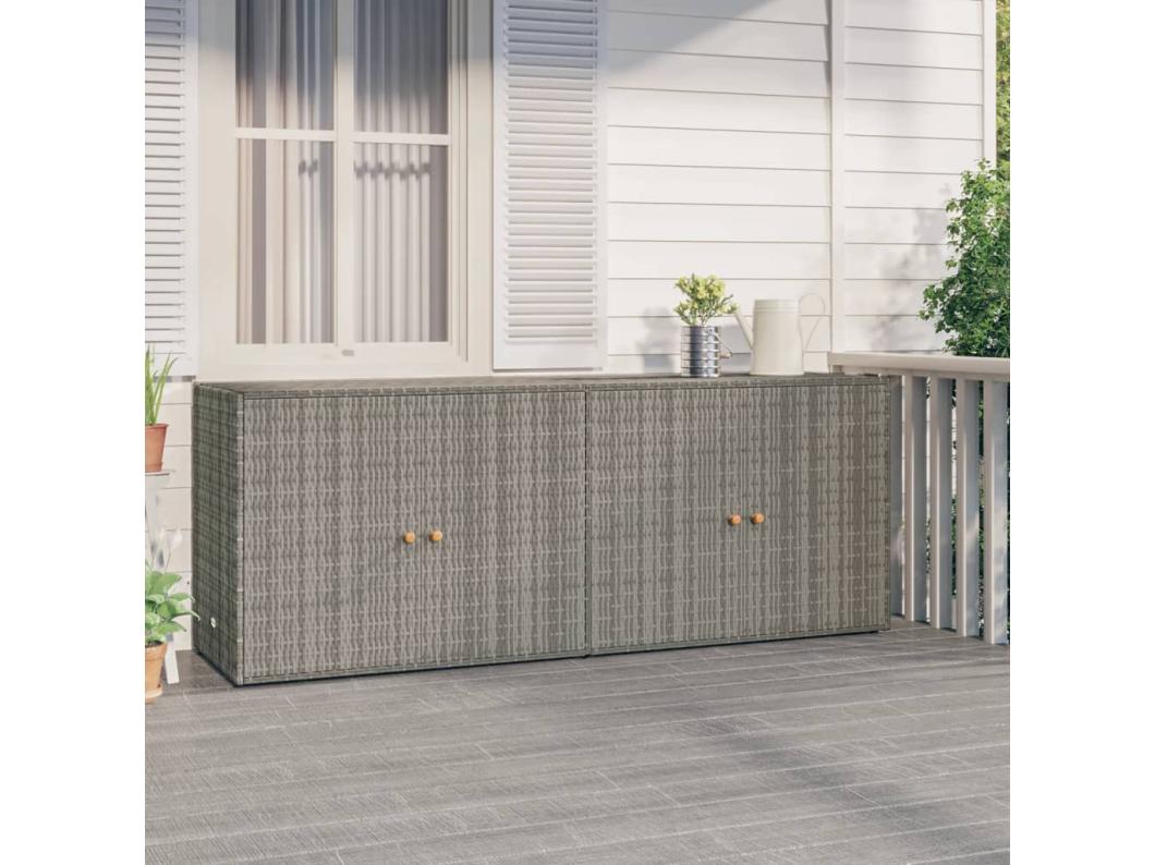 Mobile Portaoggetti da Giardino Grigio 198x55,5x80cm Polyrattan
