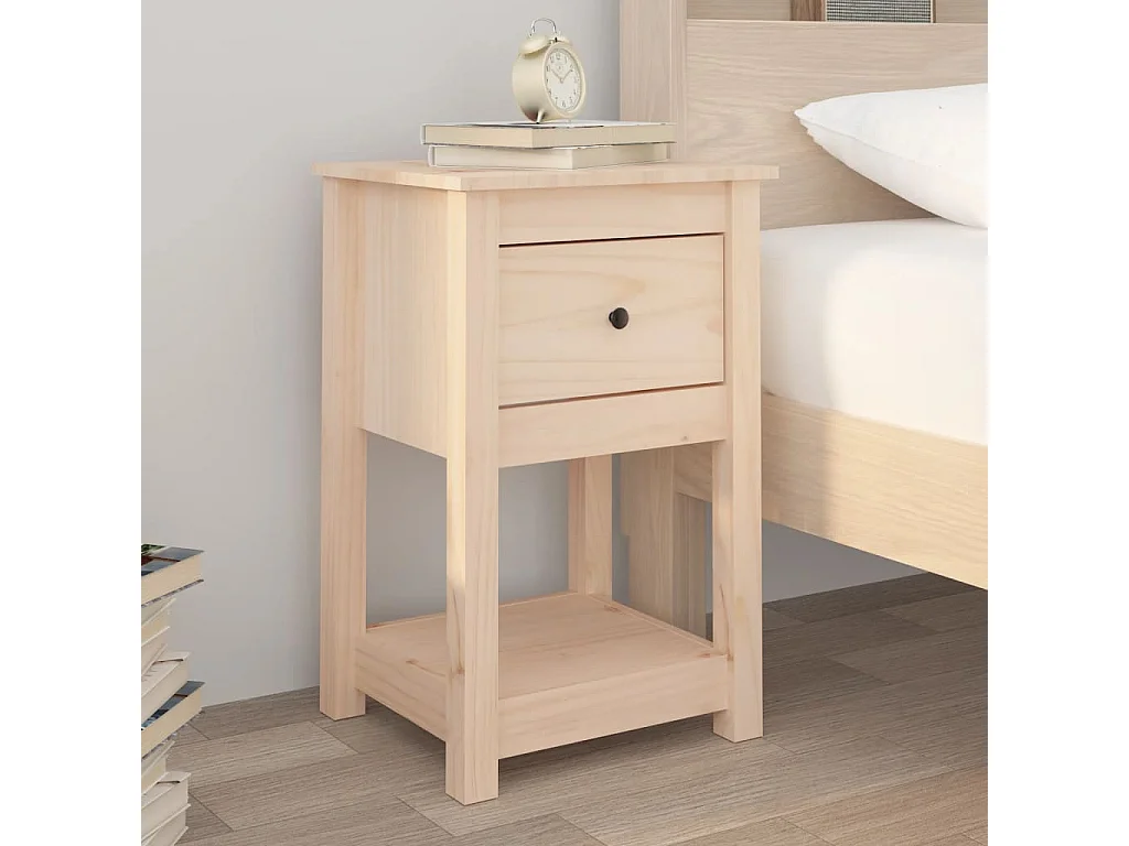 Comodino 40x35x61,5 cm in Legno Massello di Pino