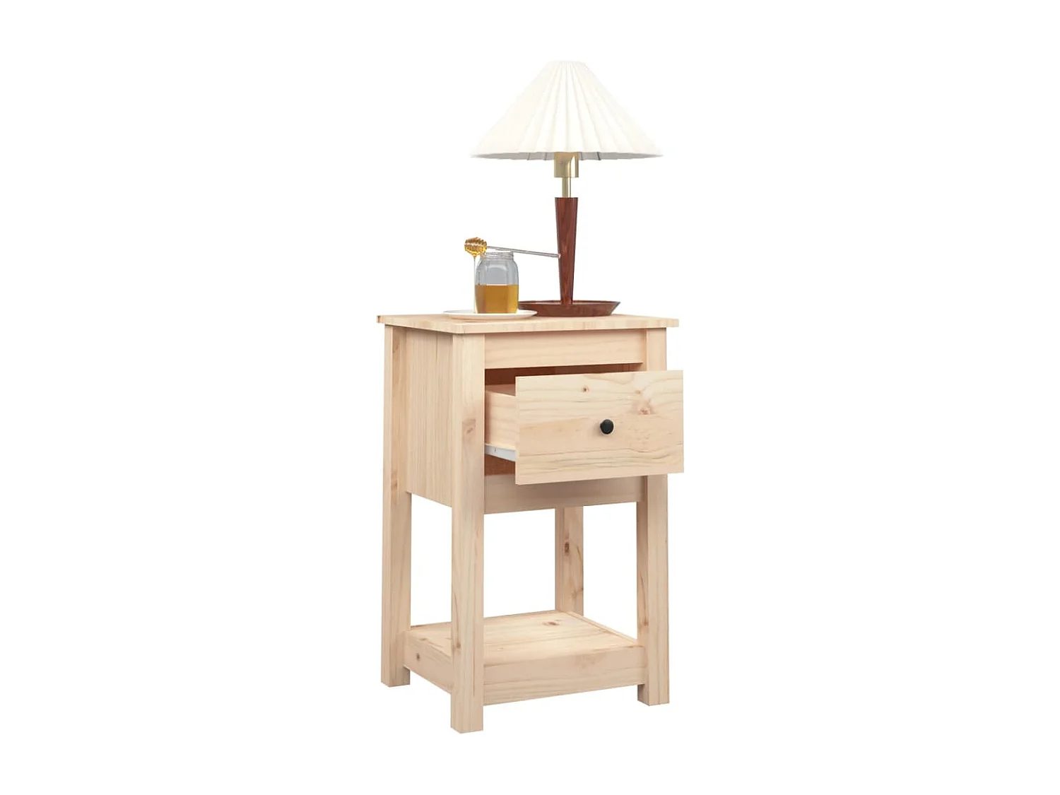 Comodino 40x35x61,5 cm in Legno Massello di Pino