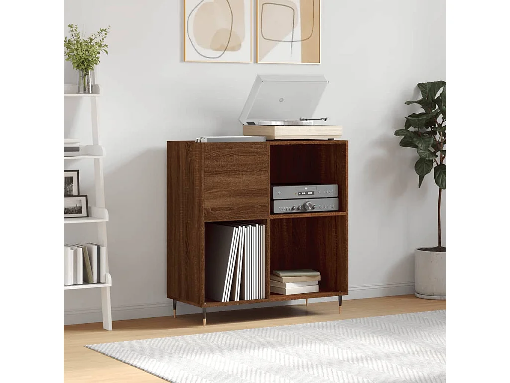 Mobile Porta Dischi Rovere Marrone 84,5x38x89 Legno Multistrato