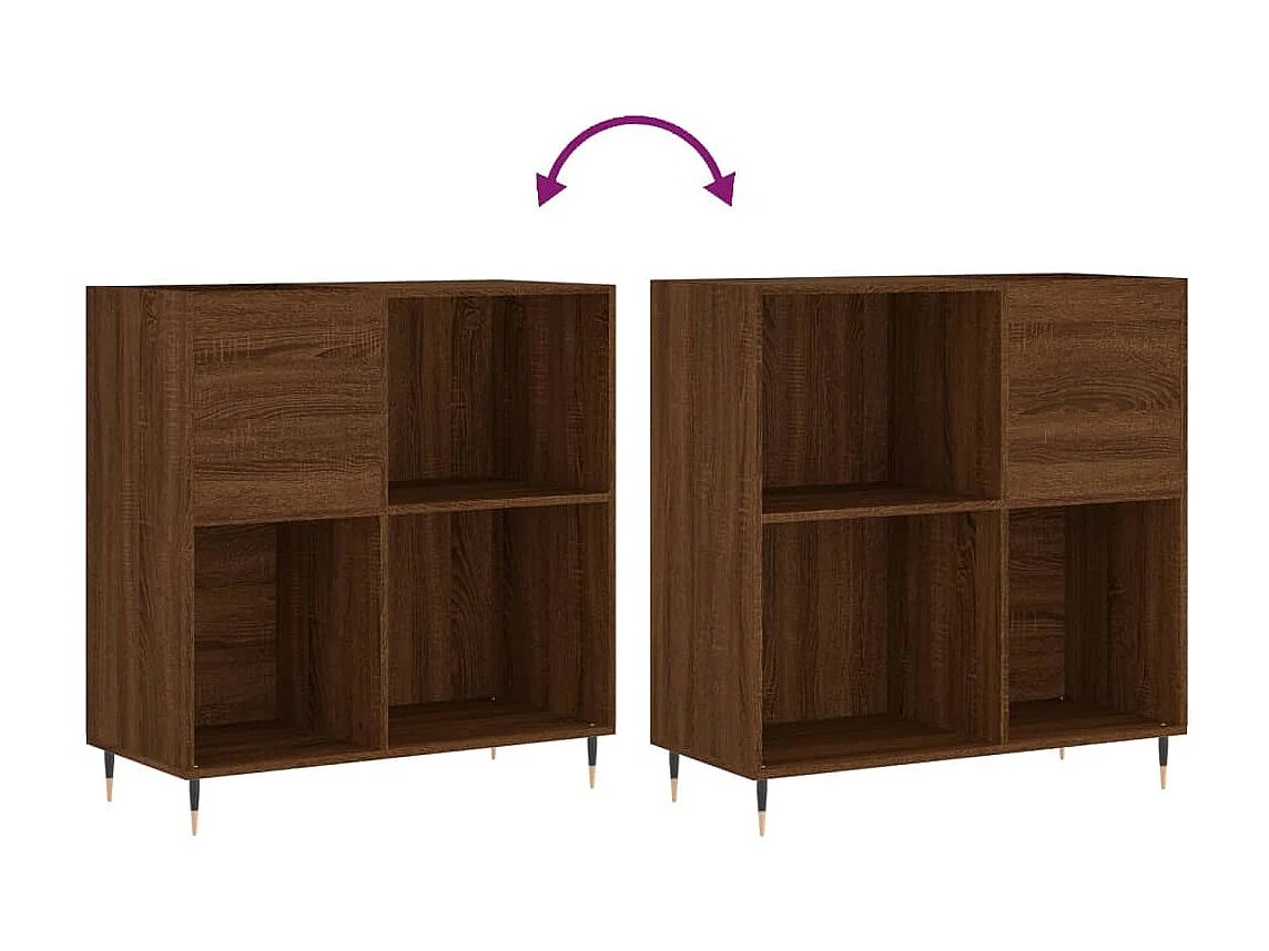 Mobile Porta Dischi Rovere Marrone 84,5x38x89 Legno Multistrato