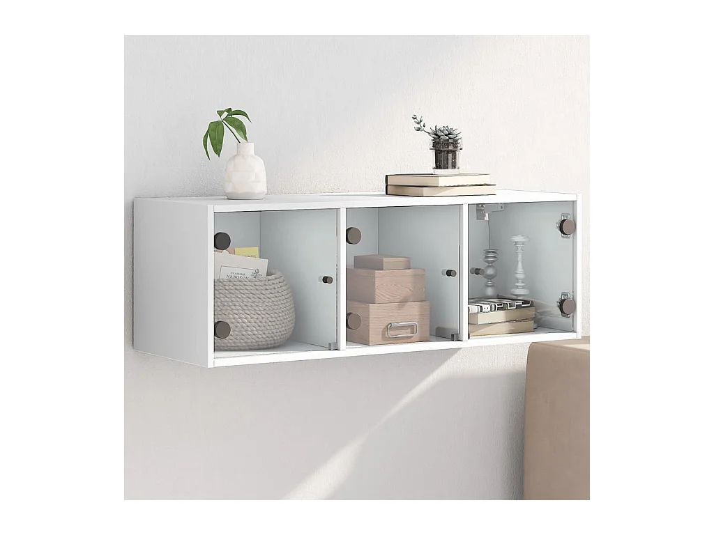 Wandkast met glazen deuren 102x37x35 cm wit