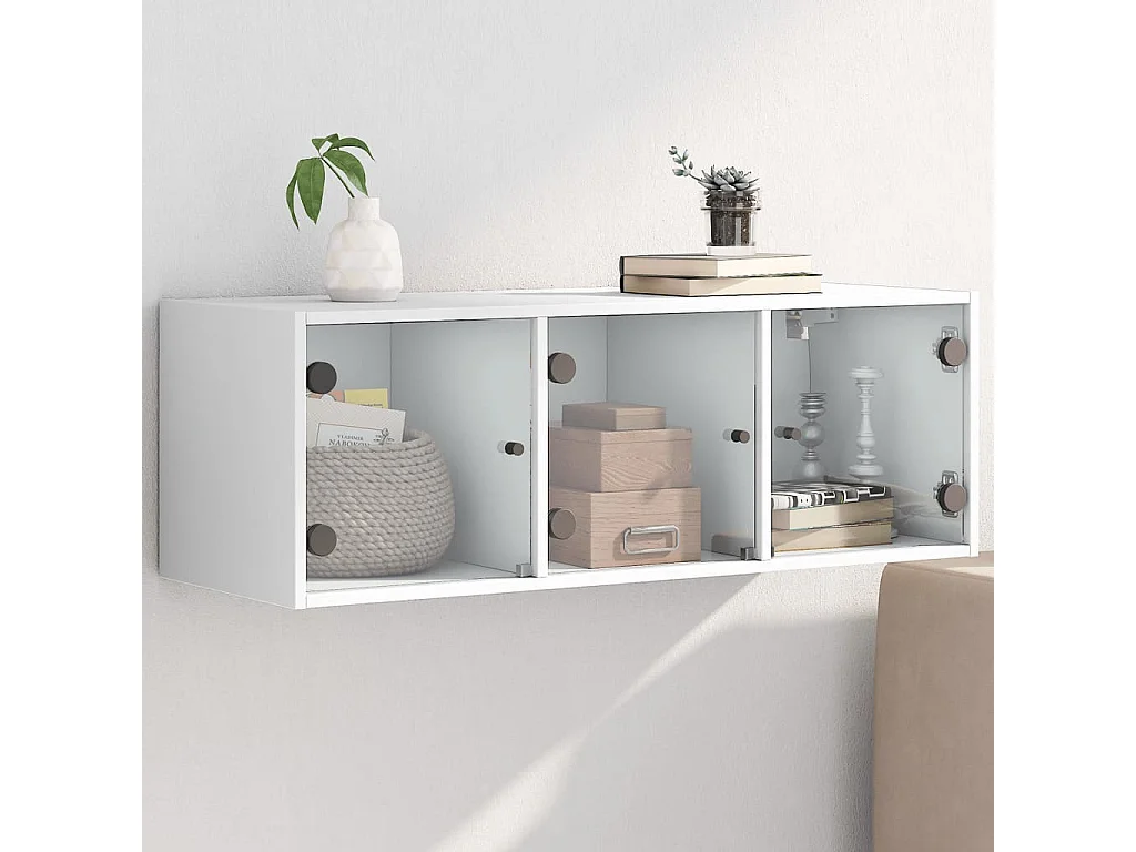 Wandschrank mit Glastüren Weiß 102x37x35 cm
