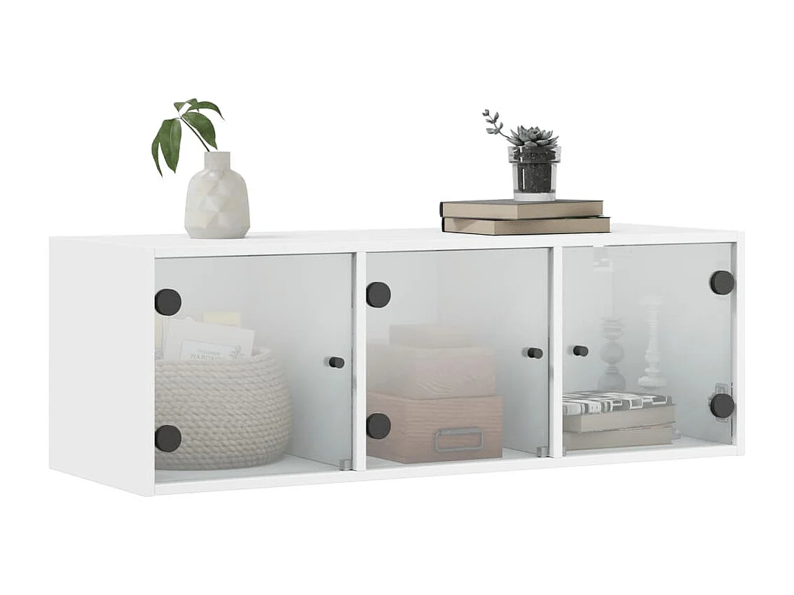 Wandschrank mit Glastüren Weiß 102x37x35 cm