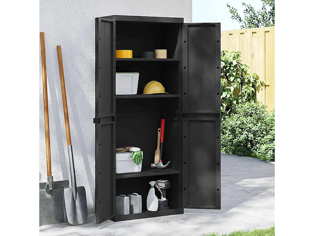 Móvel de arrumação para exterior 65x37x165 PP preto