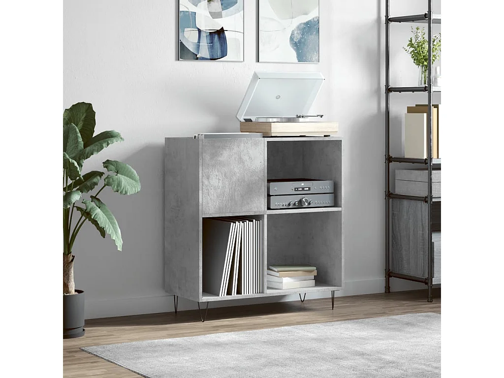 Plattenschrank Betongrau 84,5x38x89 cm Holzwerkstoff