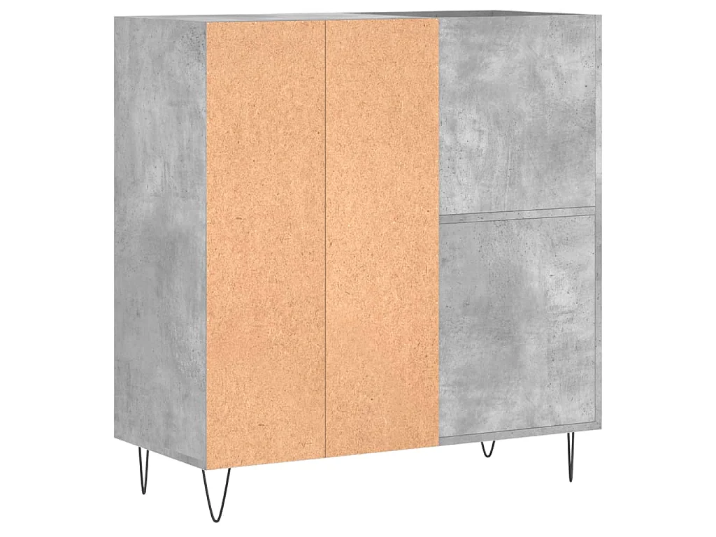 Mueble discos madera contrachapada gris hormigón 84,5x38x89 cm