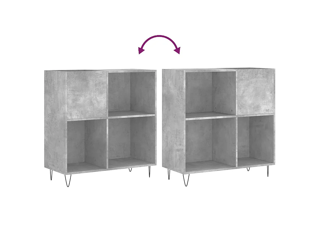 Mueble discos madera contrachapada gris hormigón 84,5x38x89 cm