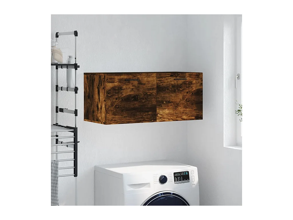Armoire murale chêne fumé 80x36,5x35 cm bois d'ingénierie