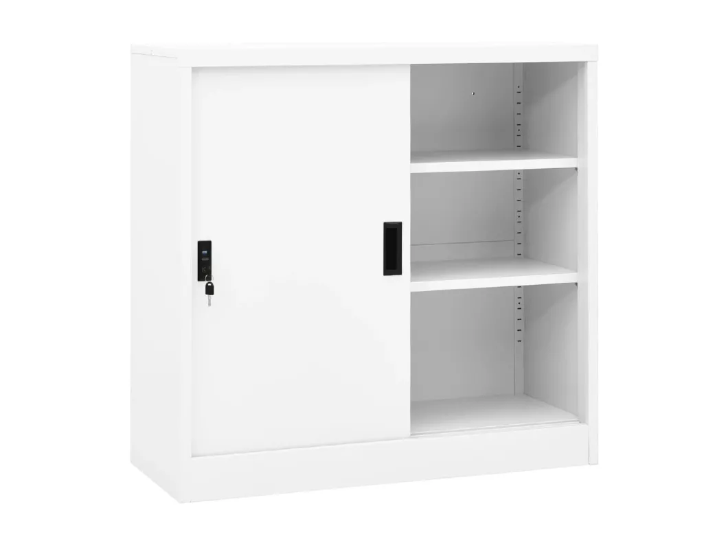 Kauf Unique Büroschrank mit Schiebetür Weiß 90x40x90 cm Stahl