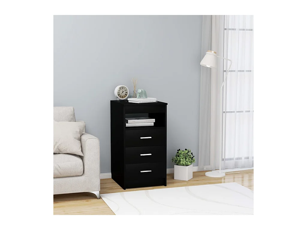 Armoire à tiroirs Noir 40x50x76 cm Bois d'ingénierie
