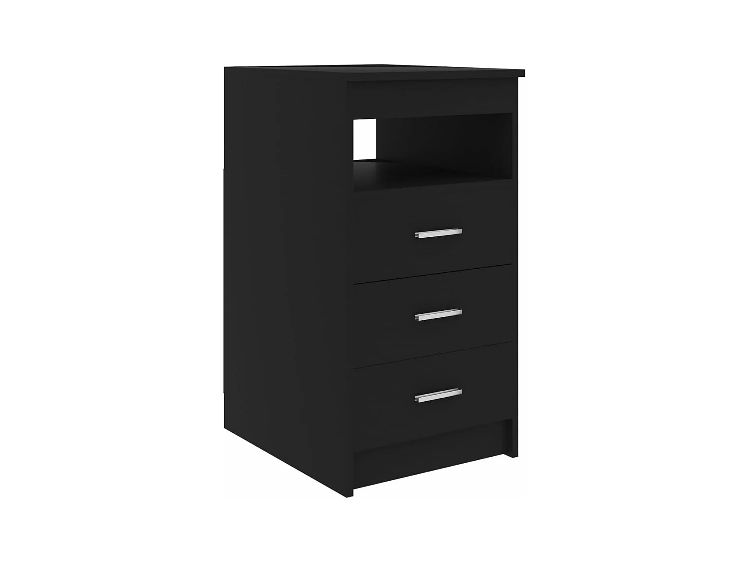 Cassettiera Nera 40x50x76 cm in Legno Multistrato