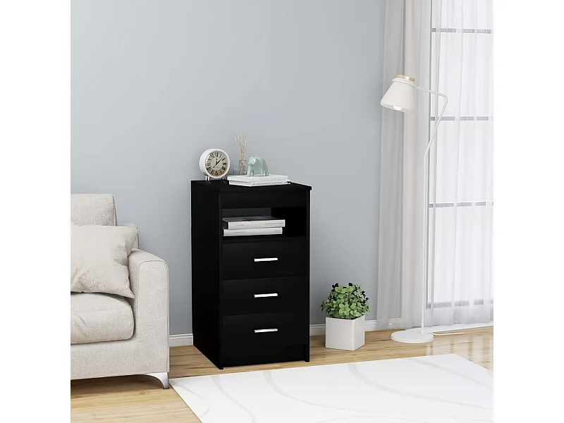 Armoire à tiroirs Noir 40x50x76 cm Bois d'ingénierie
