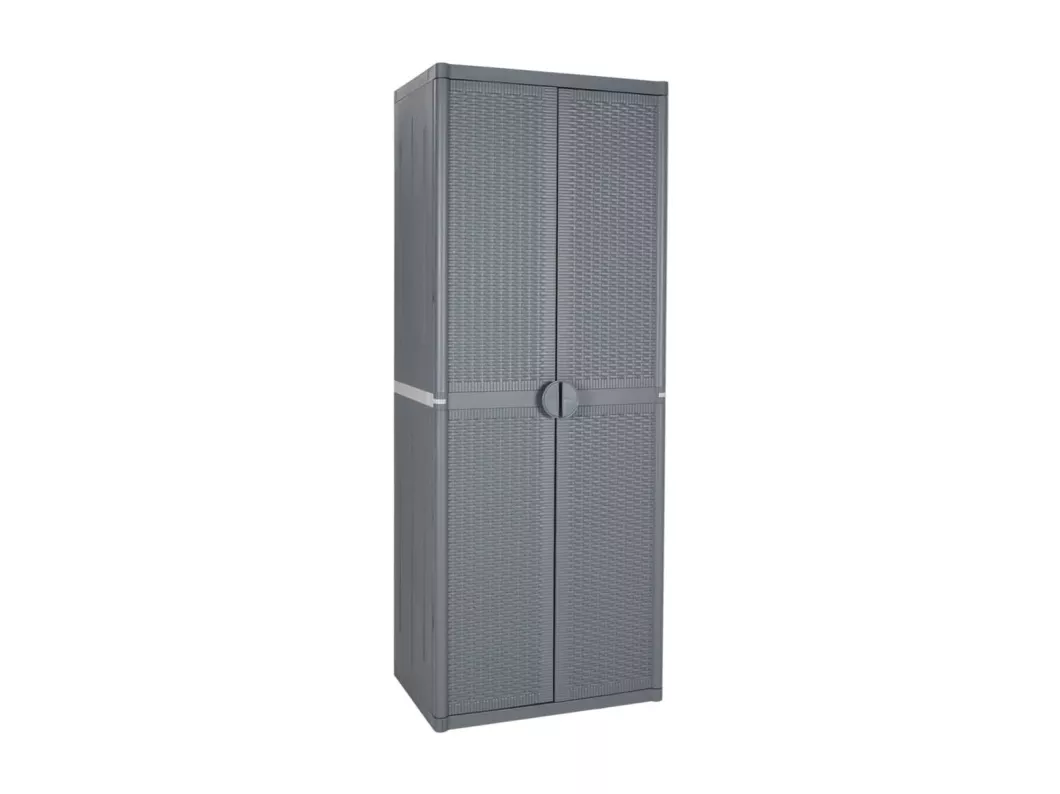 Kauf Unique Gartenschrank Grau 65x45x172 cm PP Rattan