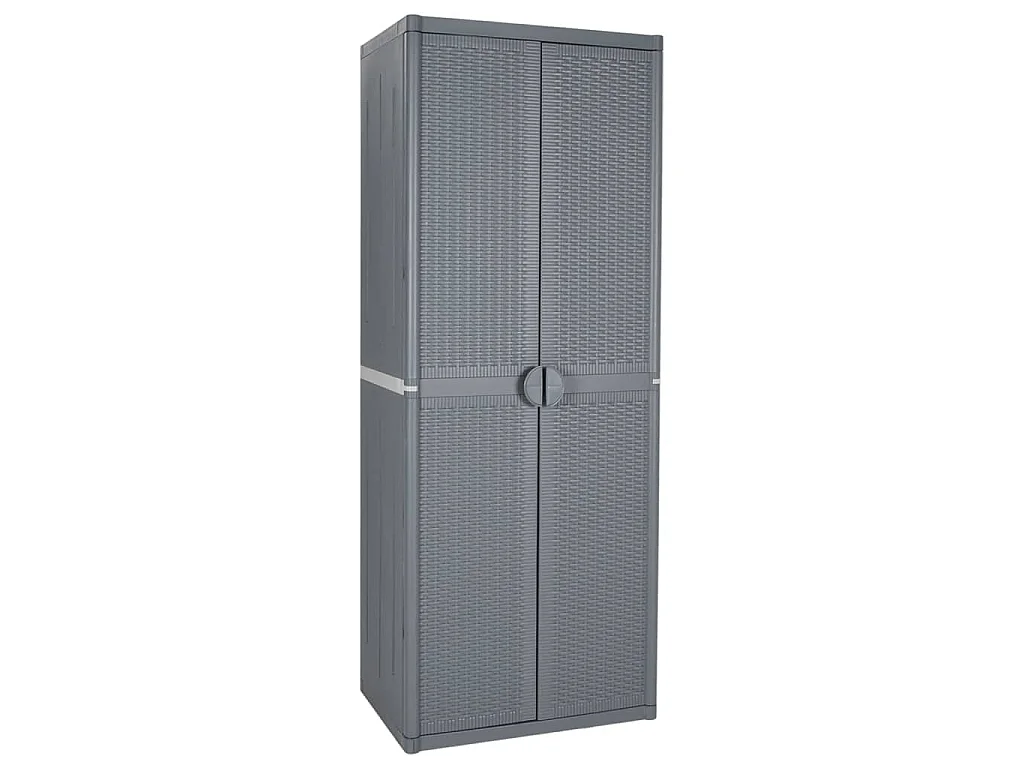 Armário de arrumação para jardim 65x45x172 cm vime PP cinzento