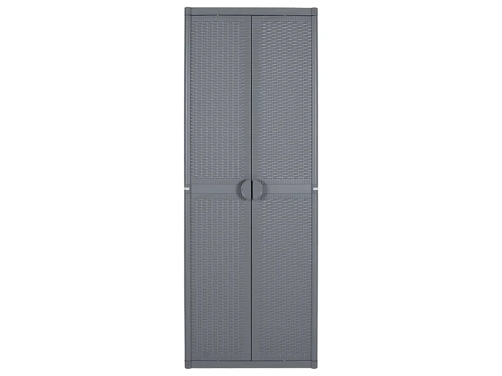 Armário de arrumação para jardim 65x45x172 cm vime PP cinzento