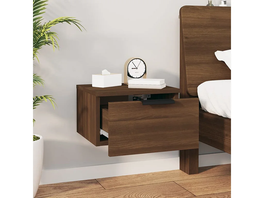 Table de chevet murale Chêne marron 34x30x20 cm