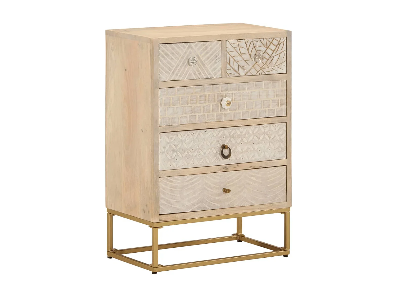 Commode 55x30x76 cm bois massif de manguier et fer