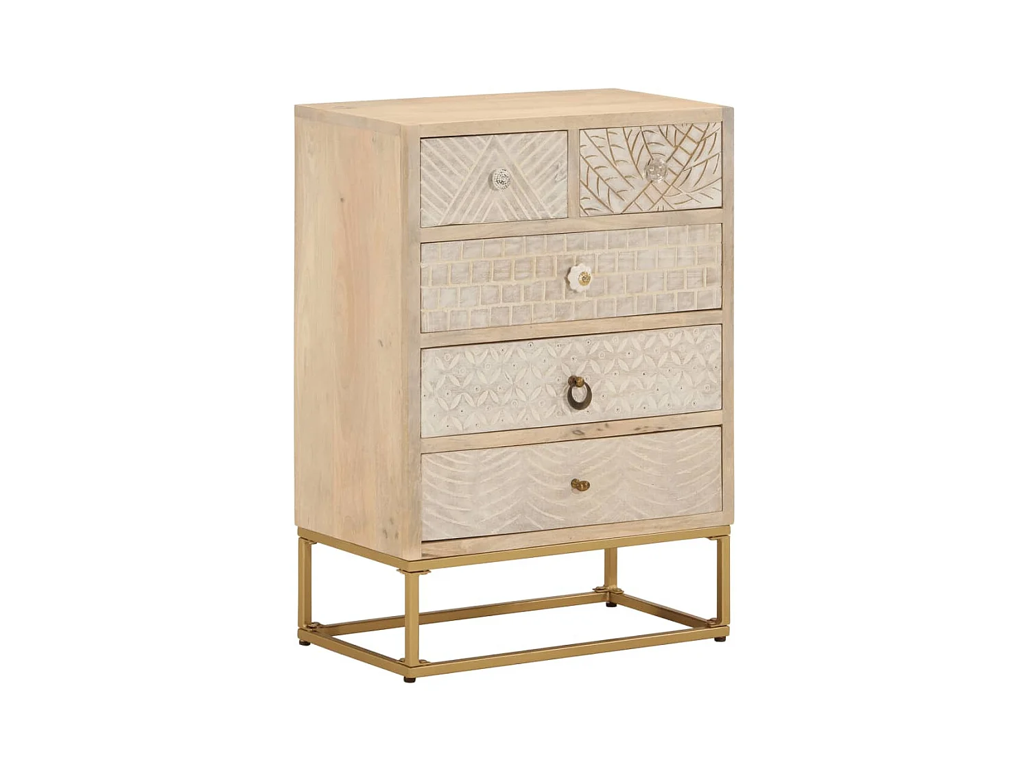 Commode 55x30x76 cm bois massif de manguier et fer