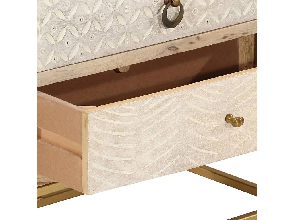 Commode 55x30x76 cm bois massif de manguier et fer