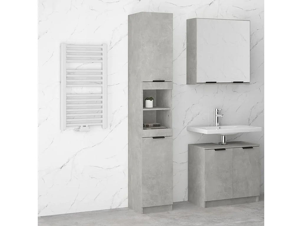 Mobile da Bagno Grigio Cemento 32x34x188,5 cm Legno Multistrato
