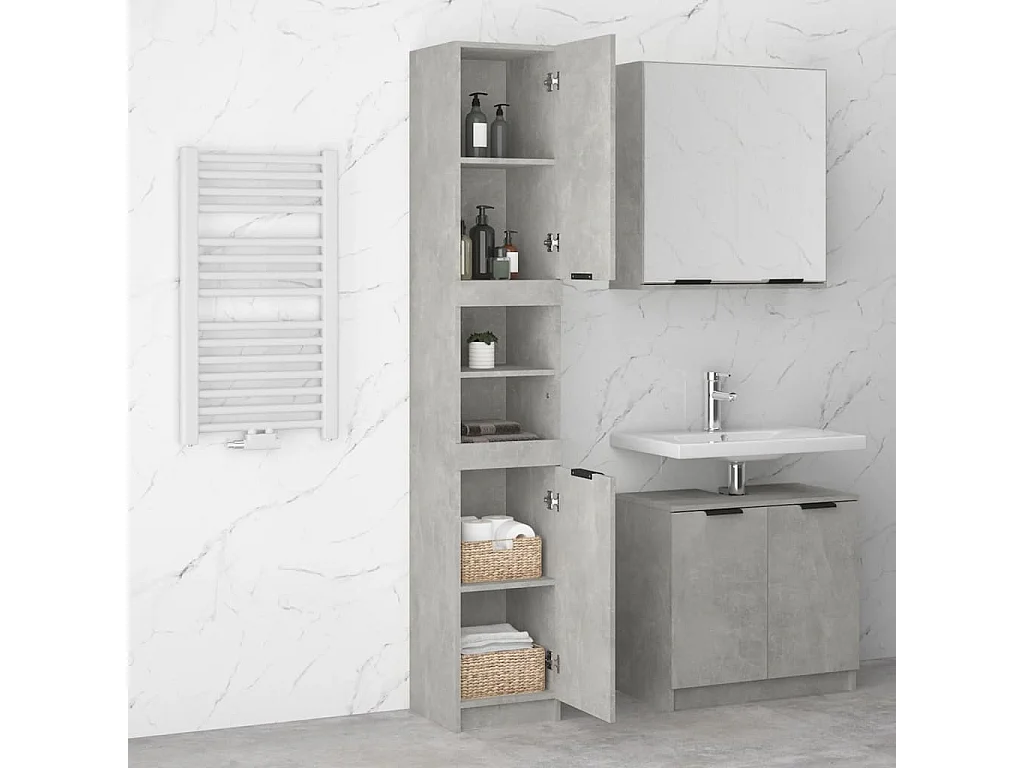 Mobile da Bagno Grigio Cemento 32x34x188,5 cm Legno Multistrato