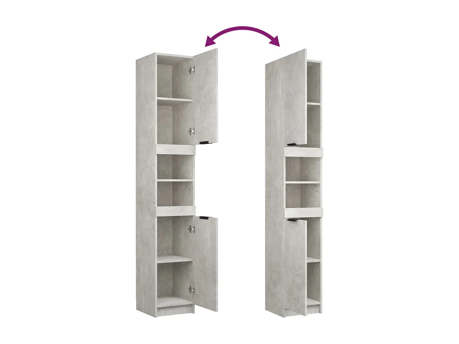 Mobile da Bagno Grigio Cemento 32x34x188,5 cm Legno Multistrato