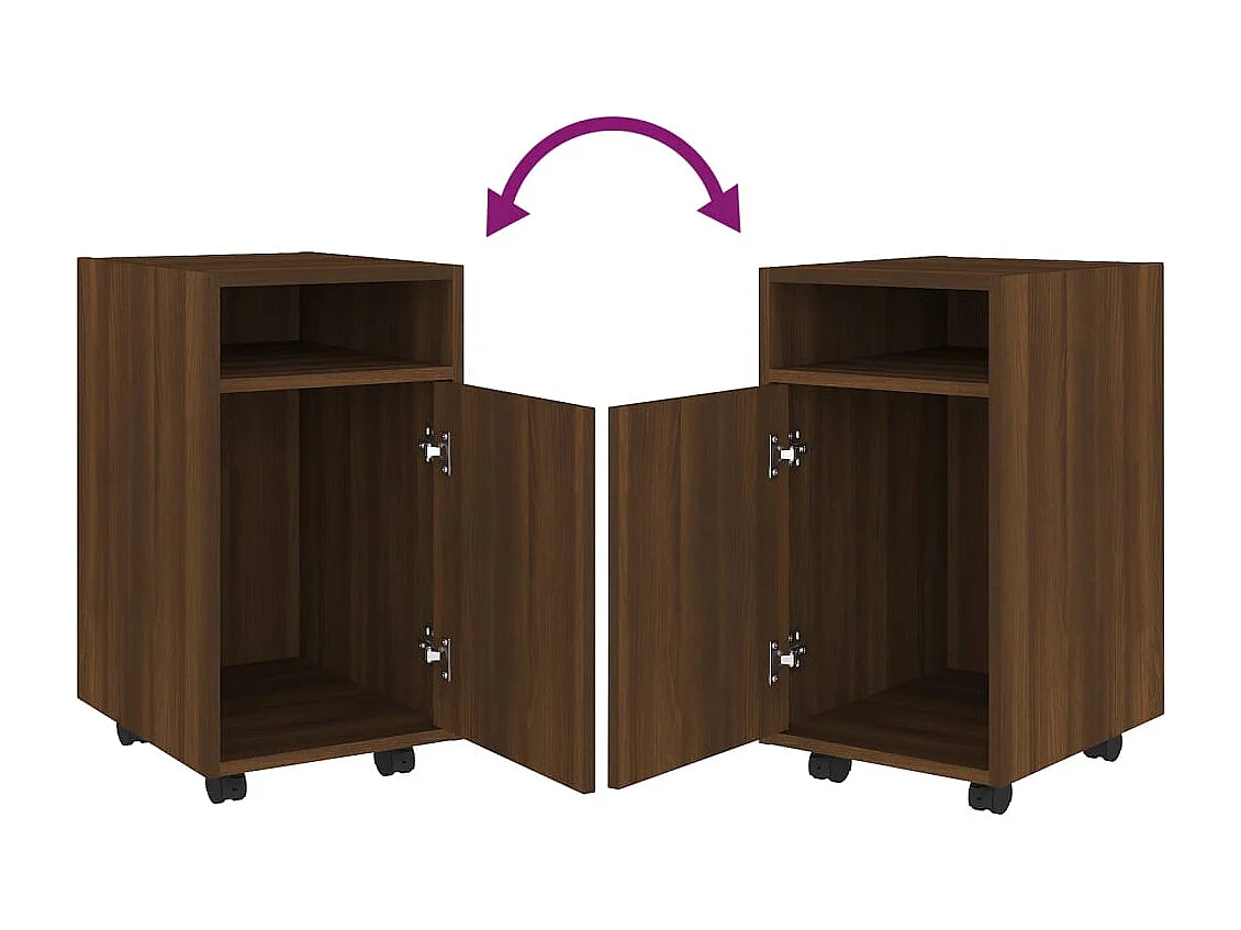 Bijzetkast met wielen 33x38x60 cm bewerkt hout bruineikenkleur