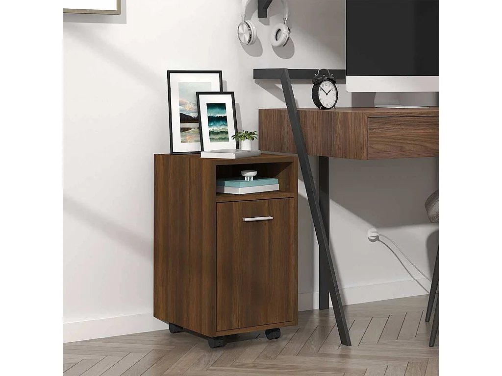 Beistellschrank mit Rollen Braun Eichen-Optik 33x38x60 cm